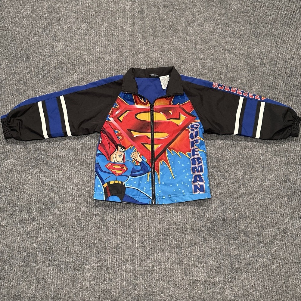 Vintage 2004‎ Warner Bros Superman Boys Windbreaker Jacket Size Small